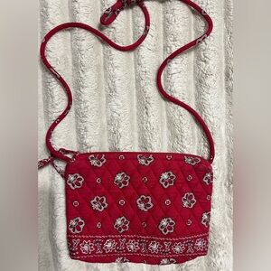 Vera Bradley Vintage Bandana Red Floral Quilted Crossbody Bag